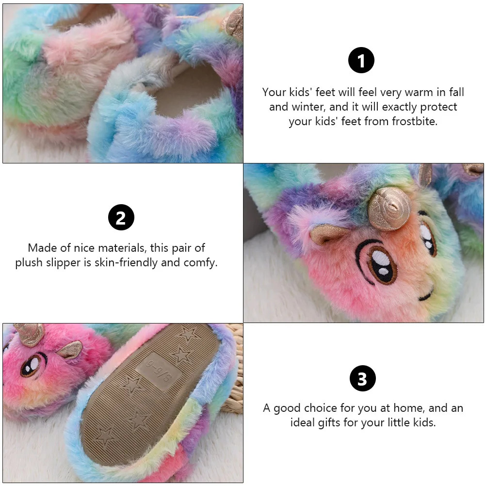 

1Pair Children Slippers Unicorn Winter Warm Soft Mute Sole Indoor Bedroom Shoes Kids Household Footwear Winter Slippers