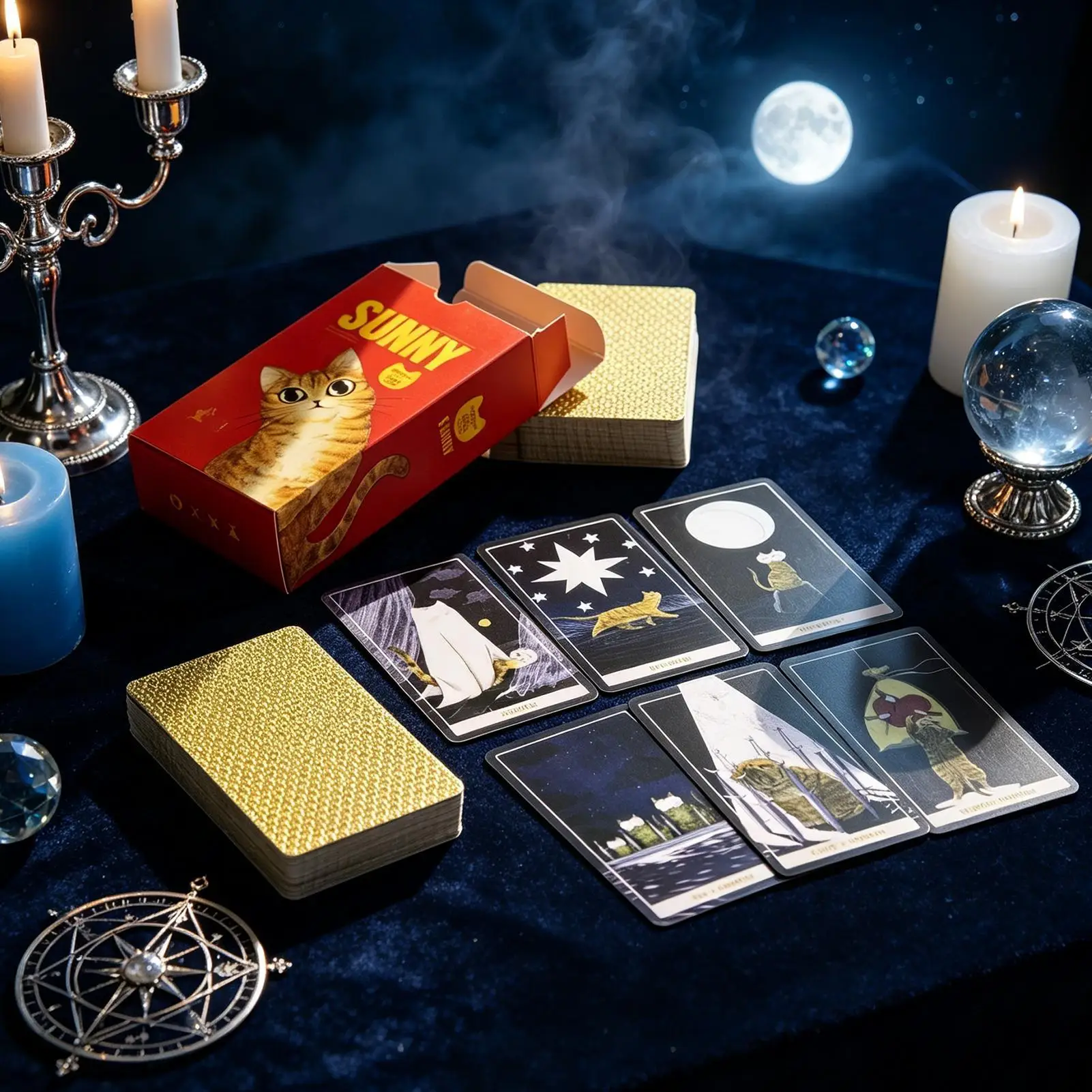 Card Game Set Interactive Cat Theme Party Activity Toys Party Divination Paper Card Game for Family Adults Girls Friends