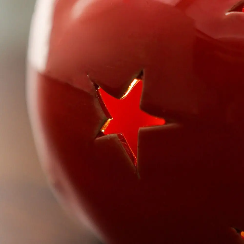 Red Ceramic Night Light Warm Glow LED Table Lamp Star Cutout Hollow Decoration Desk Decor Holiday Decoration