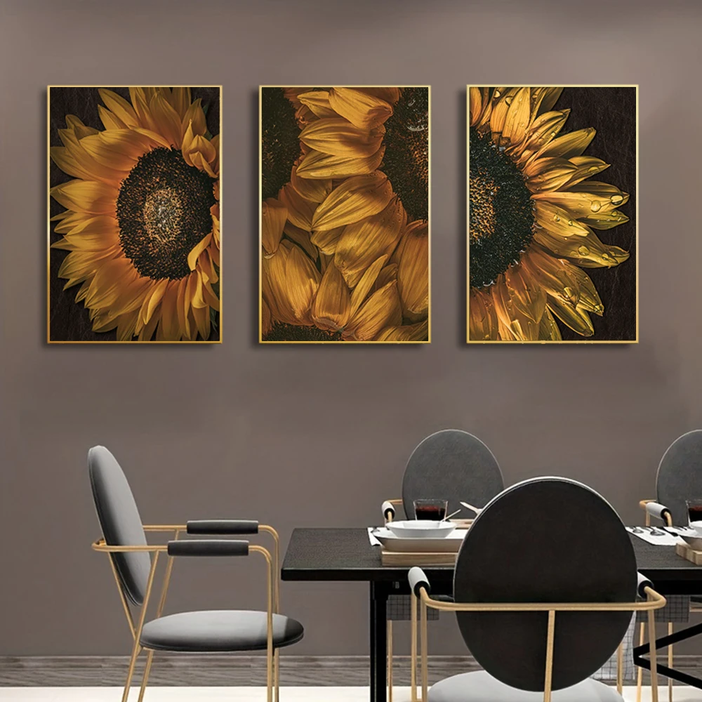 1pc frameless Canvas Painting Vintage Wall Art Premium Sense Sunflower Floor Painting HD Canvas Print Poster Home Living Room En