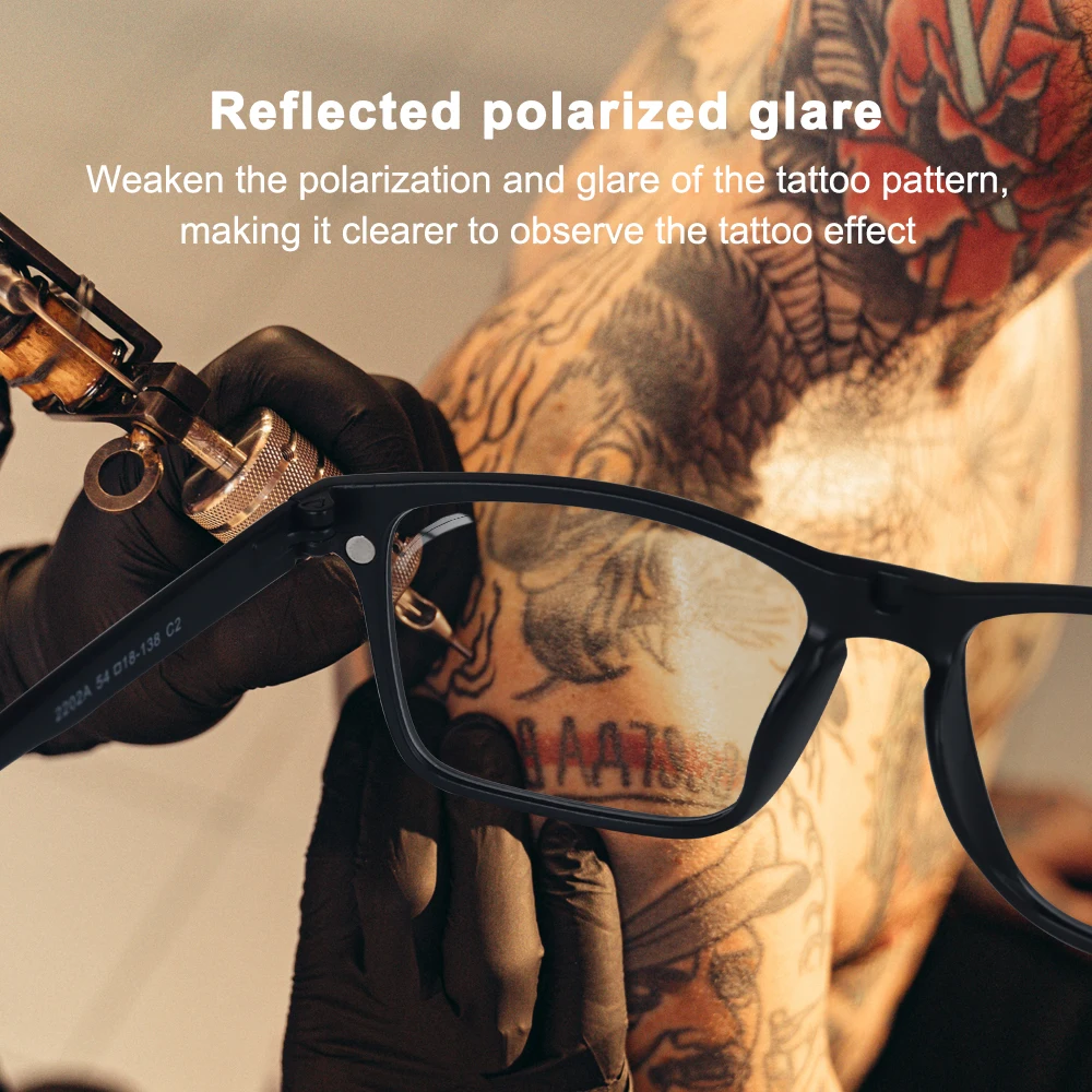 نظارات شمسية مستقطبة للوشم، عدسات رؤية الوشم وإطار إضافي لحماية العين، نظارات خالية من العاكسة لوضوح الوشم
