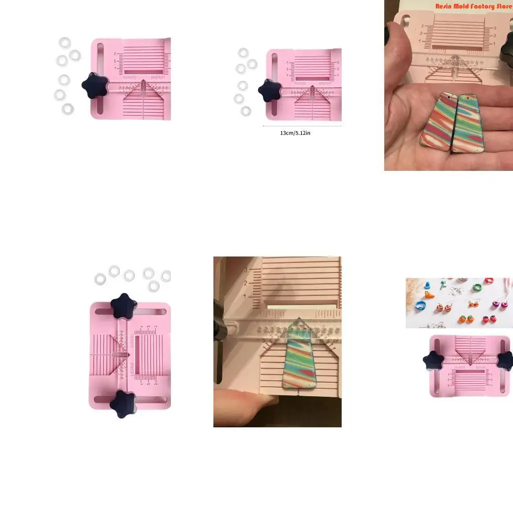 

MXME Earring Hole Guide for Polymer Clay Craft Featuring Triangular and Rectangular Alignment Zones