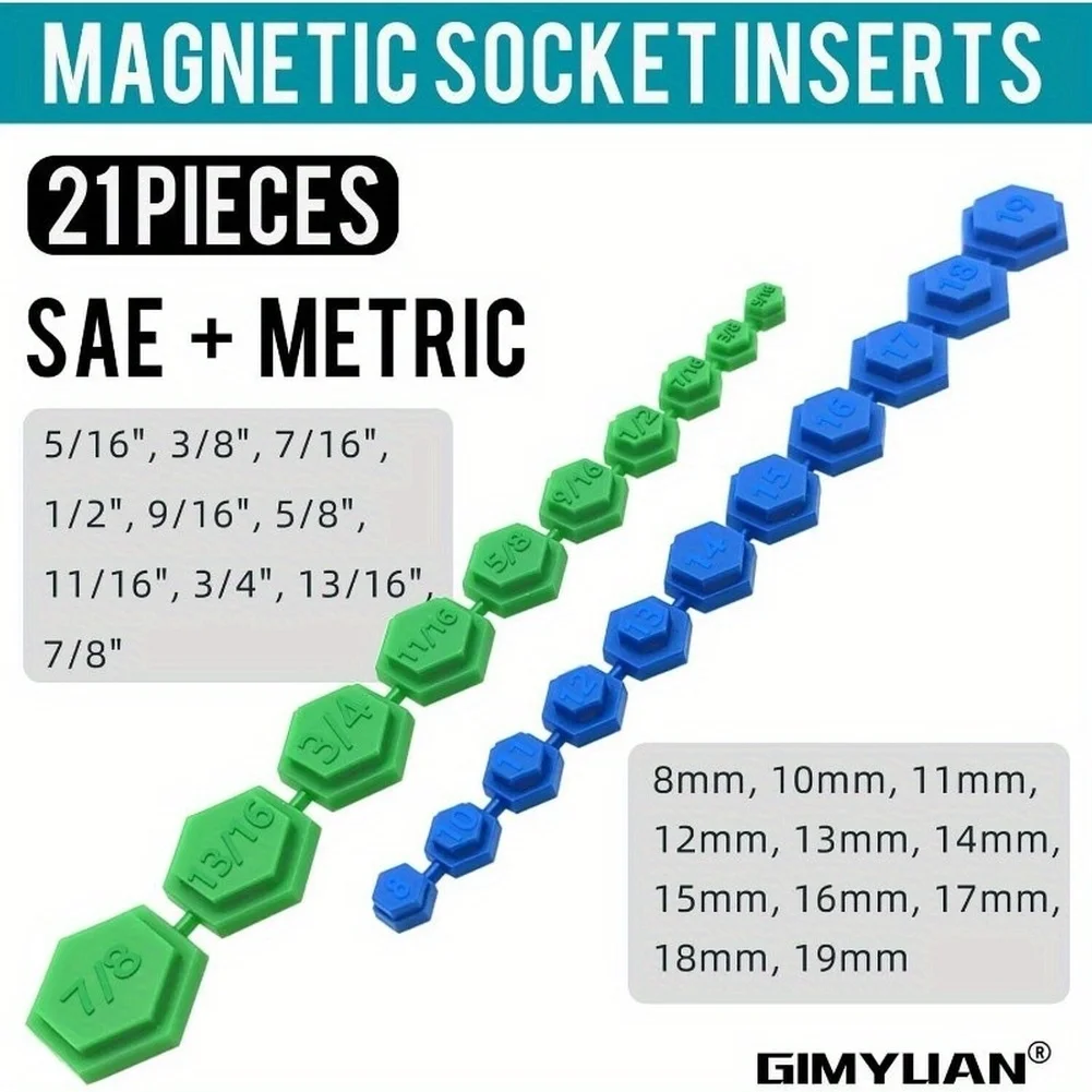 1/2pcs Magnetic Socket Adapter Kit Magnetic Socket Insertion Tool Kit 5/16 - 7/8 Inches For Easy Installation And Removal