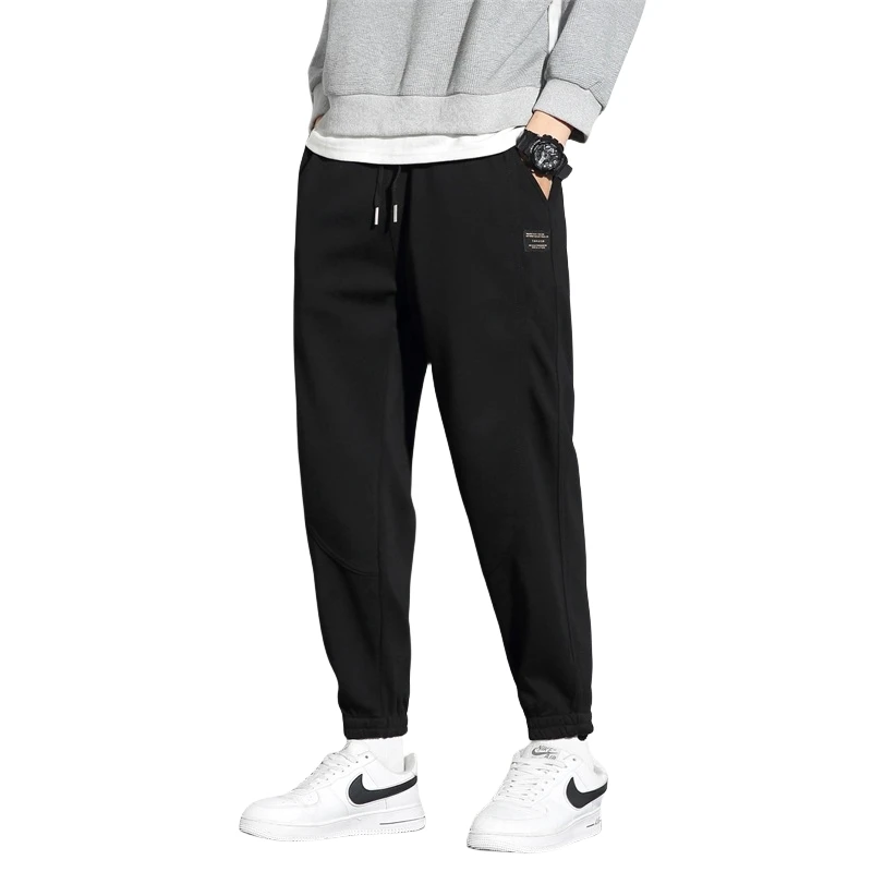 Men's Fce Lined Thiened Casual Pants Autumn Winter Trendy Loose Teenage Student Workwear Large Size Cuffed Trousers