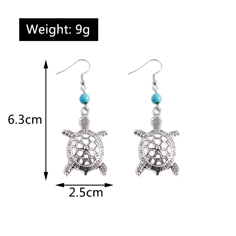 Cartoon Turtle Drop Earrings for Women Alloy Animal Dangle Hooks Earrings Girls Party Holiday Jewelry Accessories