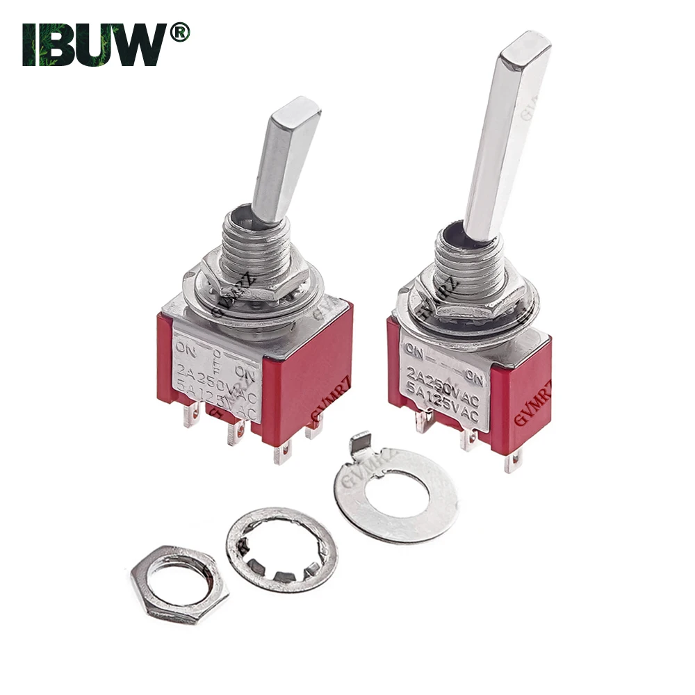 2PCS 3/6Pin 2/3 Positions ON OFF ON Locking Momentary RC Model Remote Controlller Flat Handle 6mm Panel Mount Mini Toggle Switch