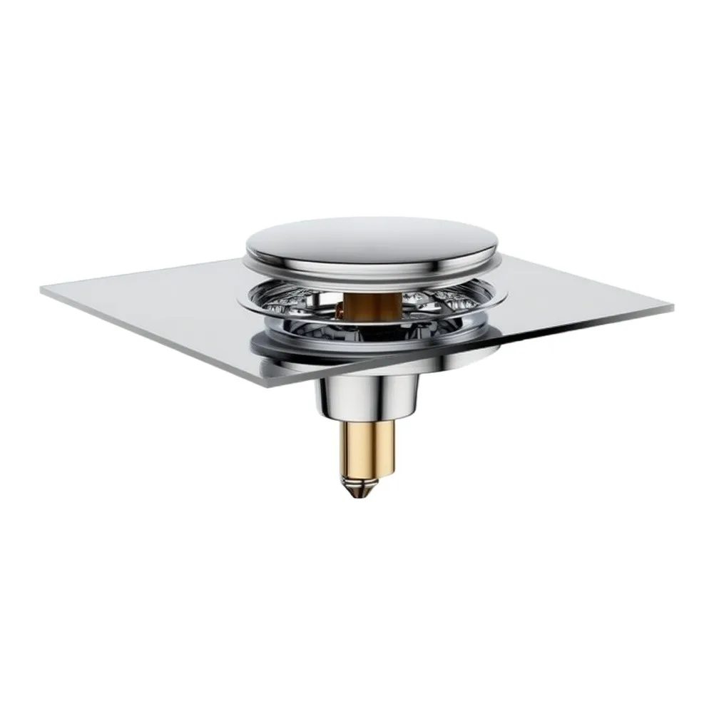 Floor Drain Inner Cartridge with Sensitive Push-and-Click Brass Spring Mechanism for 9.8 cm to 10 cm Square Drain Frames