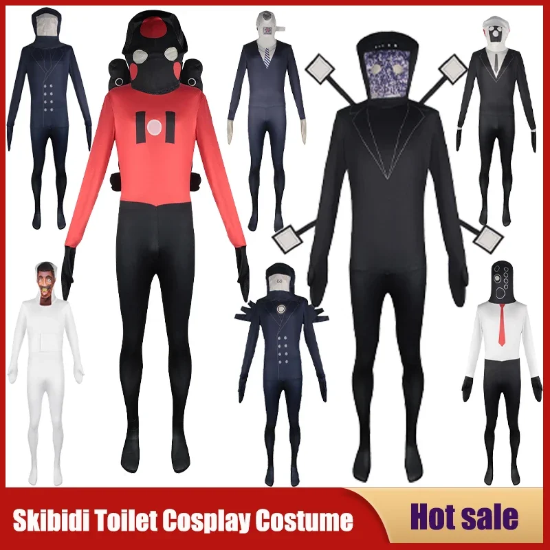 

New Game Skibidi Toilet Cosplay Costume Speaker TV Camcorderman Monitor Jumpsuit Adult Kid Halloween Canival Party Mask Bodysuit