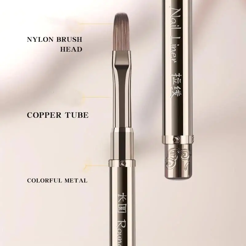 Metal Handle Double Head Nail Brush UV Gel Liner Pen Crystal Acrylic Painting Tool For Nail Art Manicure DIY Craft Use