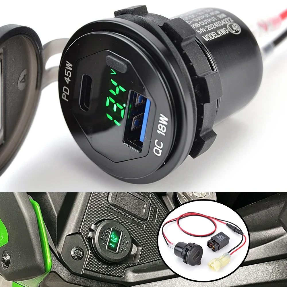 Для Kawasaki Versys650 Versys 650 2022-2024 аксессуары для мотоциклов, камера, мобильный телефон, USB-зарядное устройство с реле слева и справа