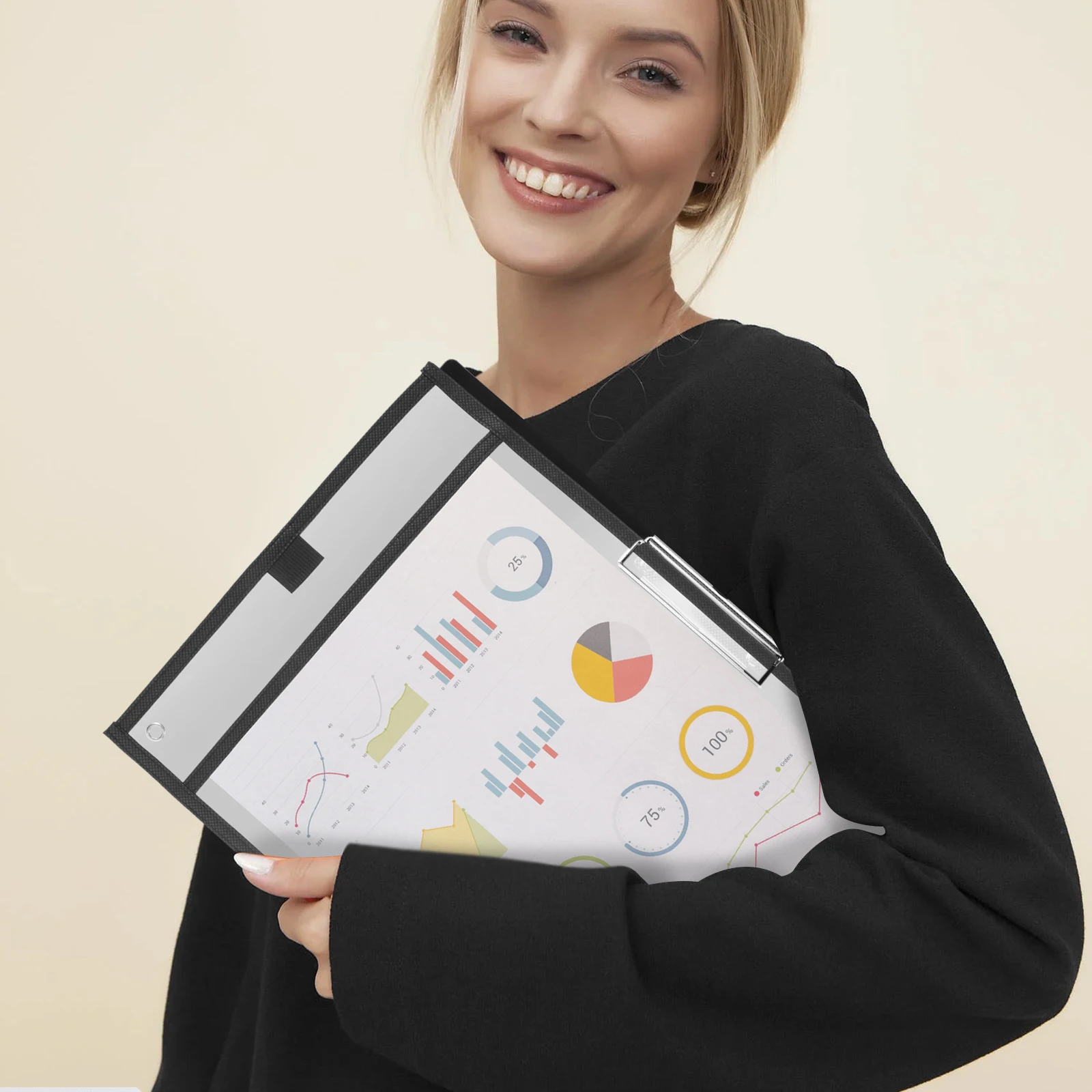 

6pcs Reusable Clear Pvc Dry Erase Pockets Self-Sealing Bags With Marker Storage For Office Classroom Use Teaching Supplies