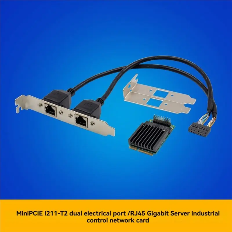 ABRI-I211-T2 Mini PCIE To 2 Port RJ45 Gigabit Ethernet Network Card RJ45 Gigabit Server Industrial Control Network Card