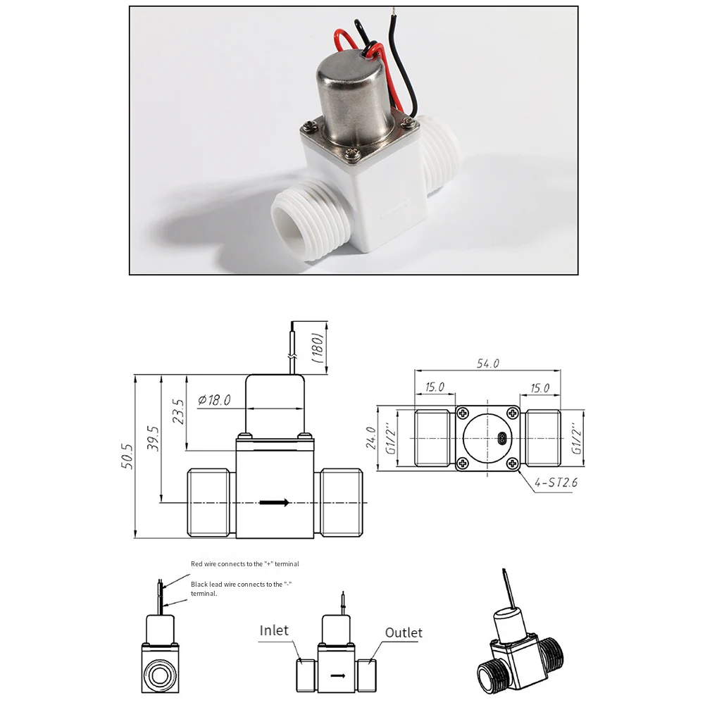 12 Inch DC 4 5V Pulse Solenoid Valve Plastic Electric Water Control Valve with G12 Threads for Water Purification Equipments