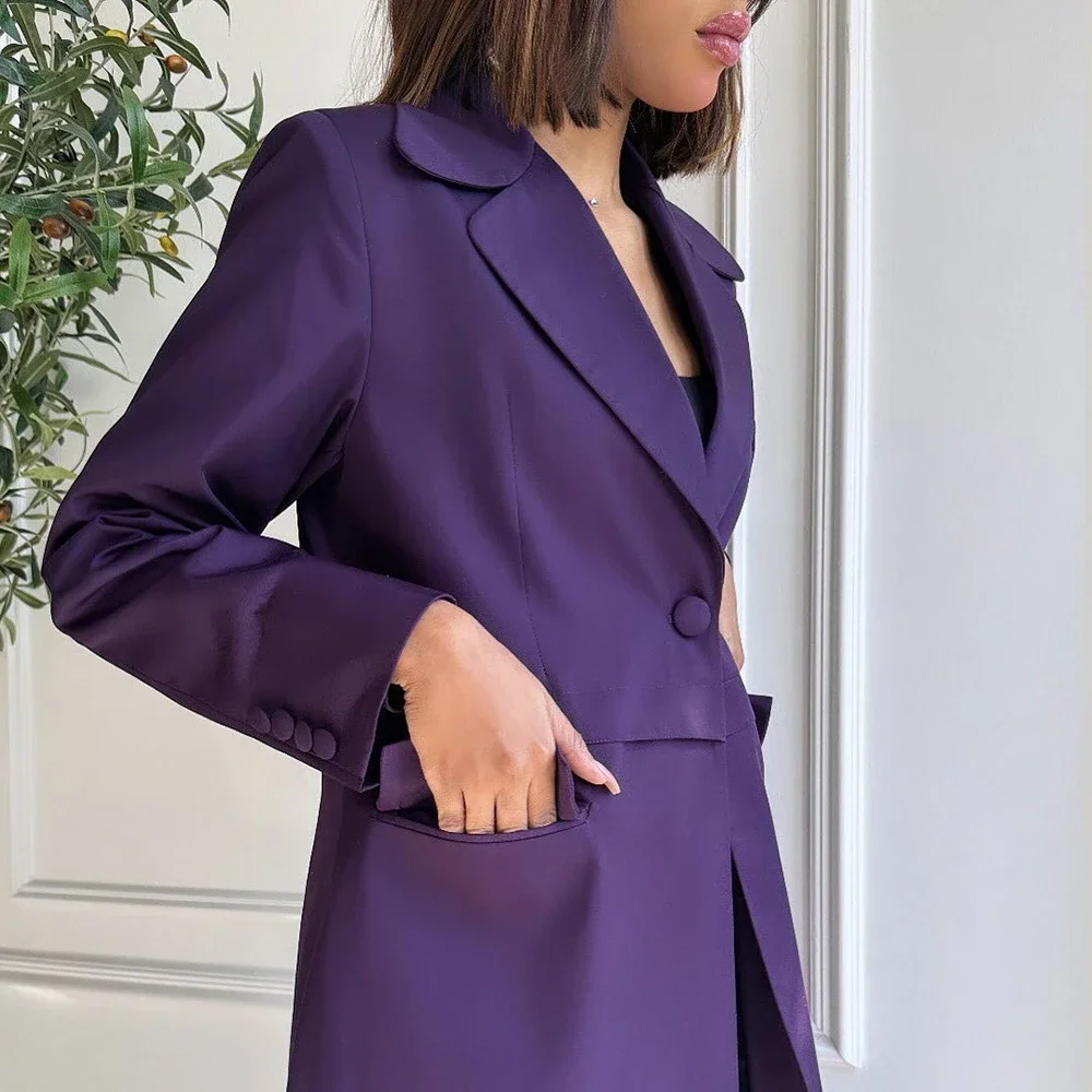 Fashion Purple Woman Clothing Muslim Abayas One Button Notch Lapel Jacket 1-częściowy strój wierzchni Eleganckie garnitury damskie do biura Abaya