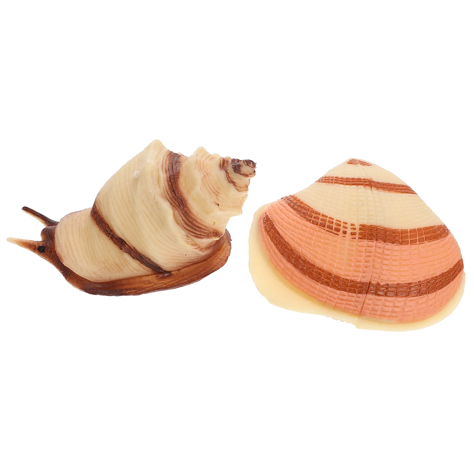 2 Pcs Simulation Shell Conch Fish Tank Decorations Ornaments Toys Beach Desktop Child