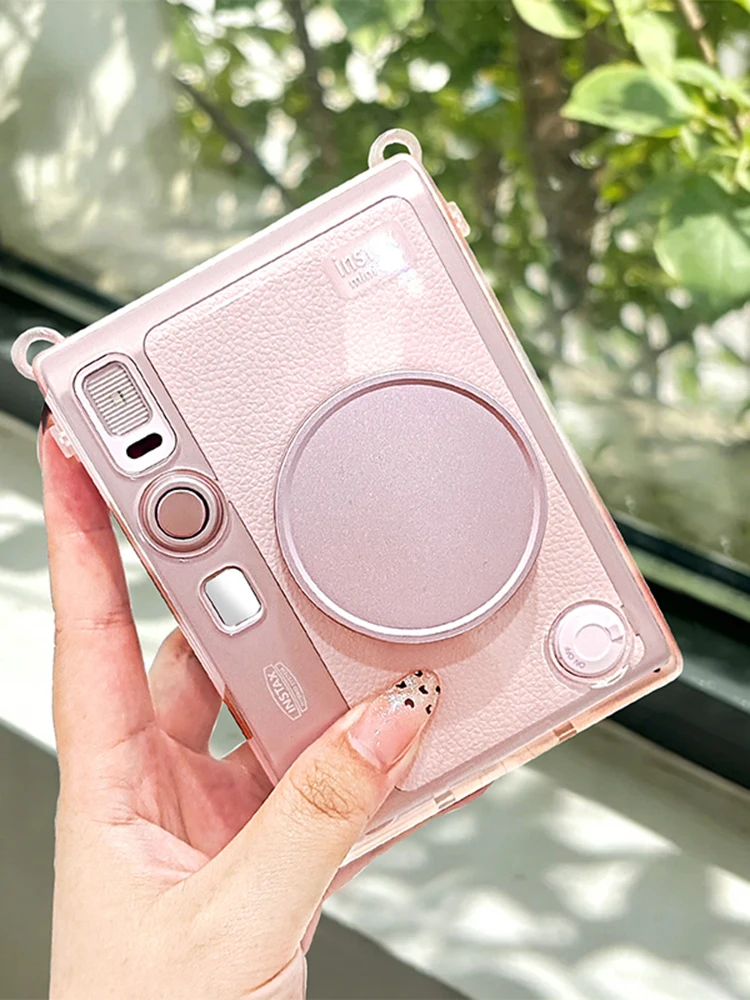 MINI EVO – przezroczyste, różowe etui ochronne, przenośne, do aparatu Fujifilm Instax EVO, odporne na wstrząsy, idealne na podróże. — zdjęcie produktu 7