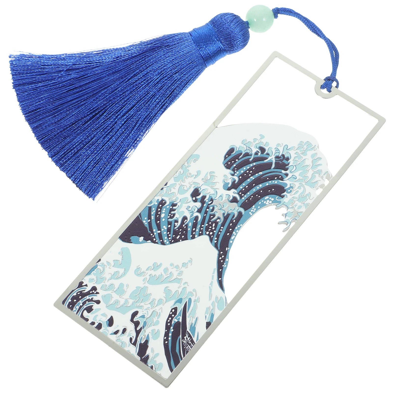 Bookmark Decorative Tassel Sea Wave Pattern Graduation Present Birthday Gift Reading Supplies The