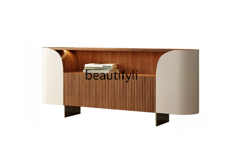 

Nordic solid wood dining side cabinet modern simple light luxury entrance living room storage cabinet