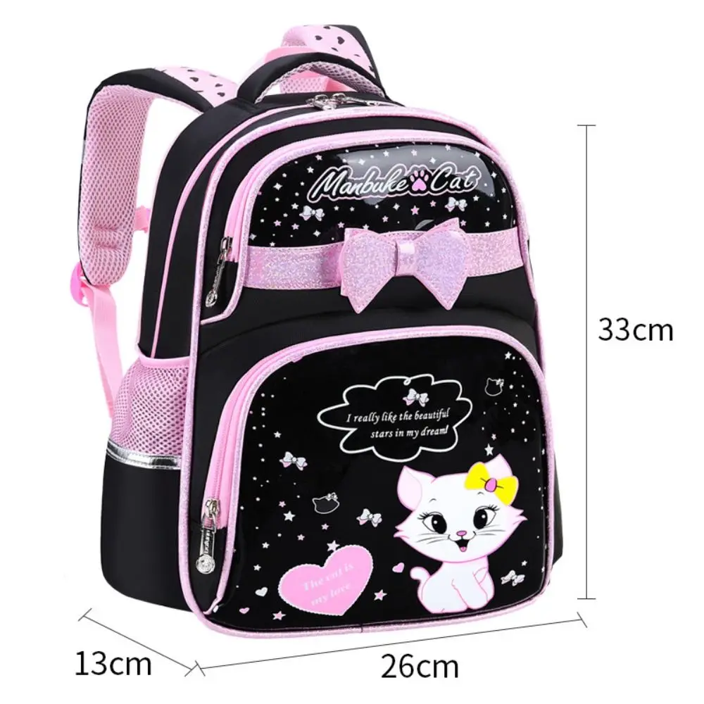 Mochila escolar de estilo coreano para niñas de 6 a 12 años, mochila con lazo para jardín de infantes, Princesa, gato pequeño, dibujos animados