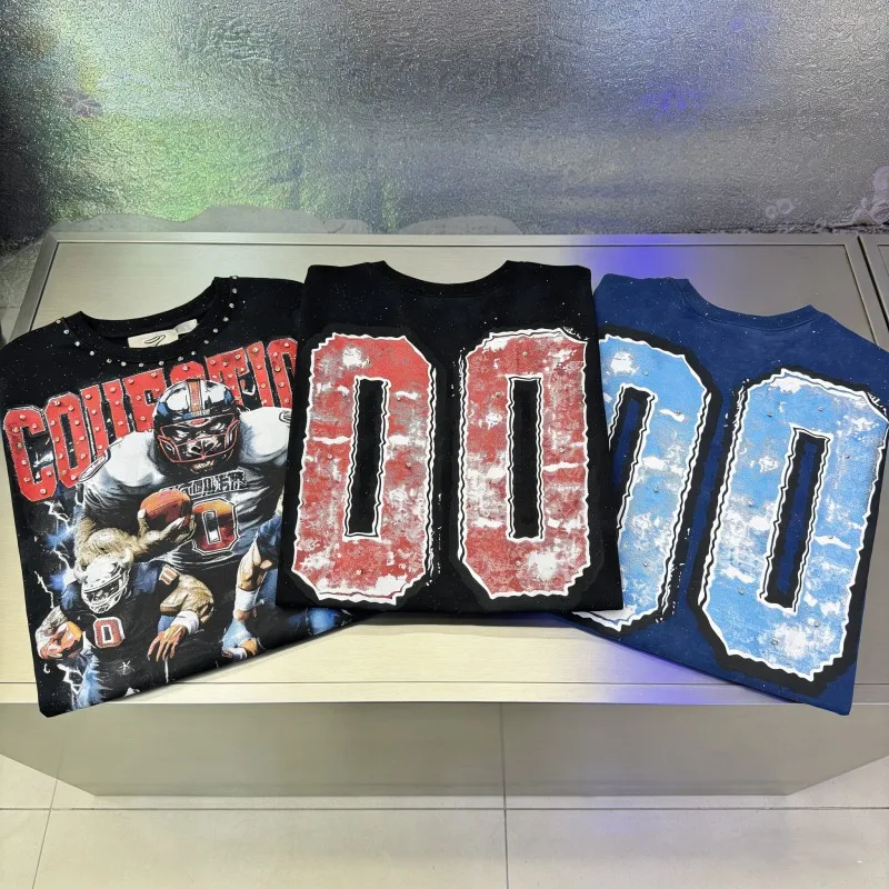 Riveted Round Neck Trimmed Retro Splashed Black Vicious Dog Sports Tshirt BKYS Cutting Edge Short Sleeve Men Women Street Outfit