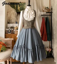 Petal Swing Skirt Original Design Women's Elegant Classical Spring and Autumn Solid Color Calf-length Ball Gown Skirts