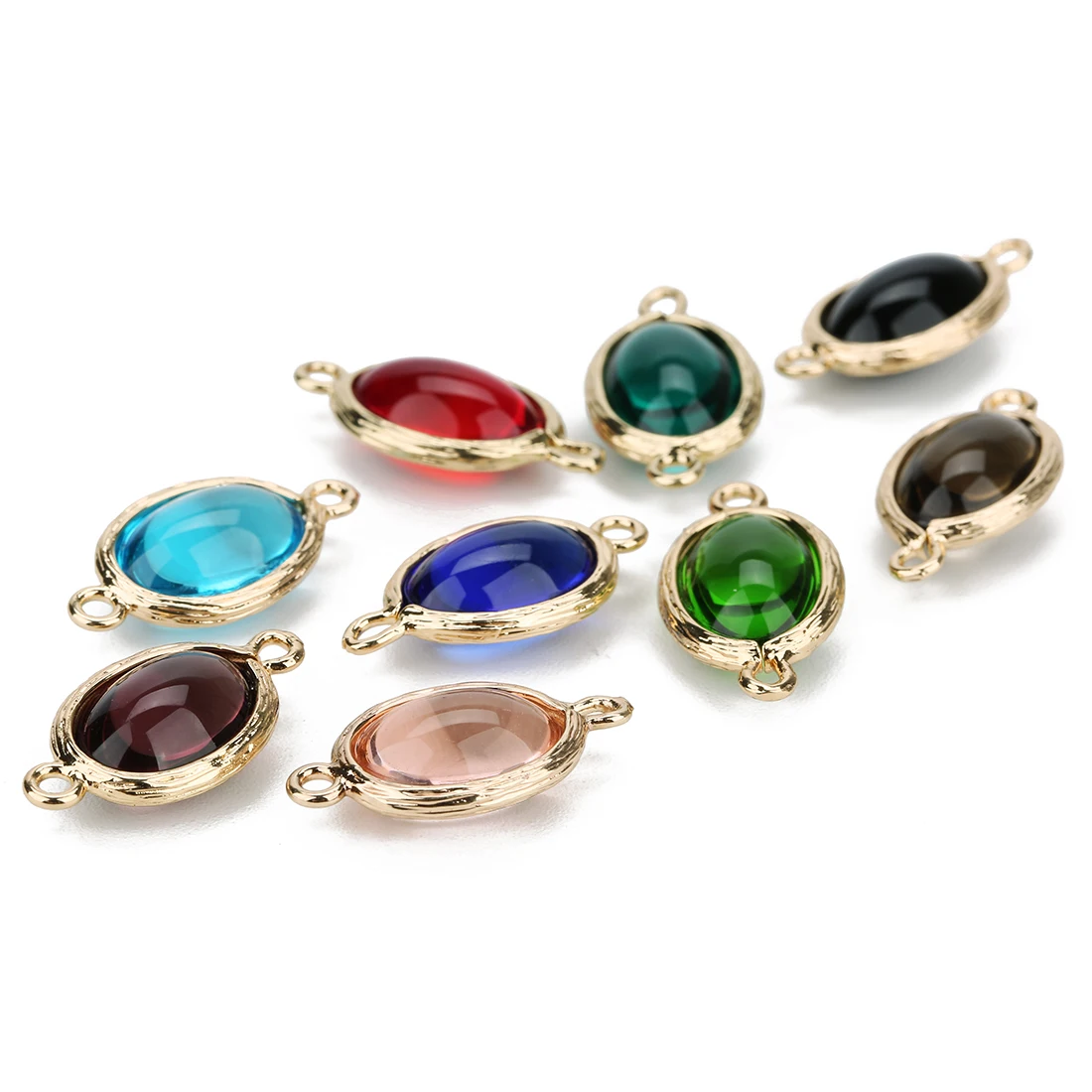 5Pcs/Lot 12×23mm Glass Pendant Smooth Colored Double Hole 2mm Pendant For Women's Earrings Making Diy Charm Bracelet Supplies