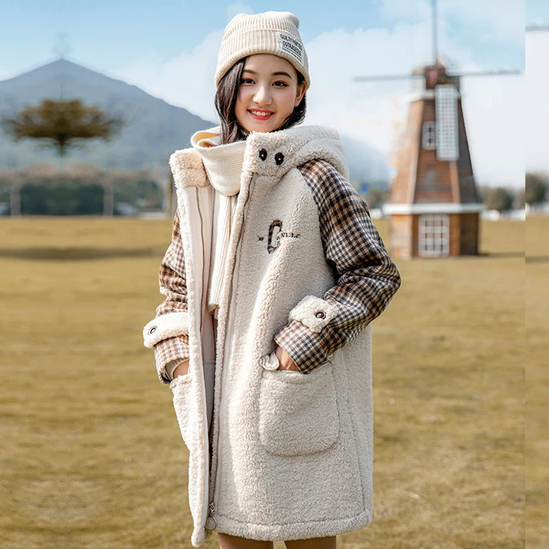 Winter Warm Fur Long Coats Women Loose Casual Elegant Wool Coats Solid Lady Jacket Korean Fashion Long Sleeves Overwear New 2021