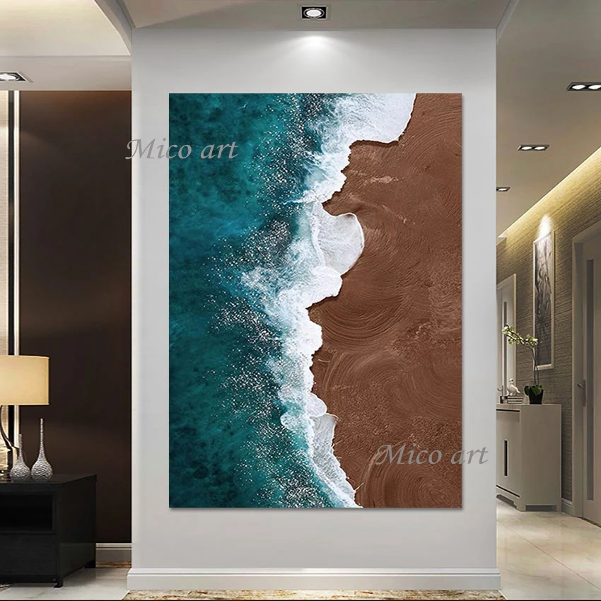 

Abstract Wall Art Cheap Landscape Canvas Paintings Unframed Sea Wave 3d Hand Painted Artwork Modern Natural Scenery Art Picture