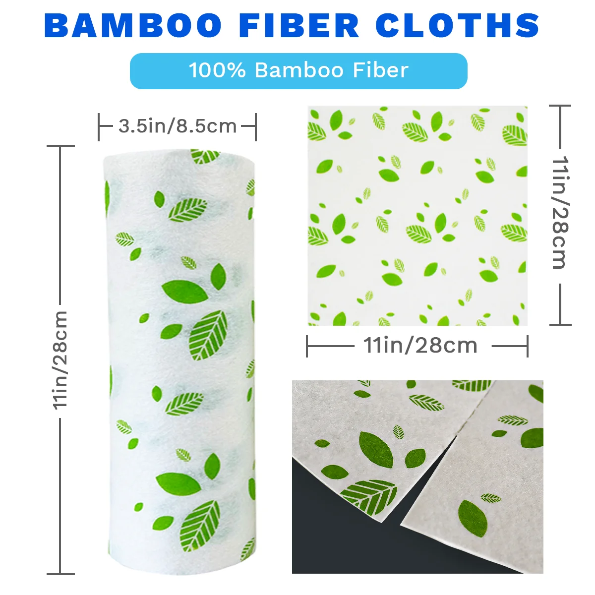 JINYUDOME 20 Pcs/Roll Cleaning Cloth Reusable Bamboo Fiber Towel Washable Antibacterial Rag Wipes For Kitchen Window,Dry and Wet