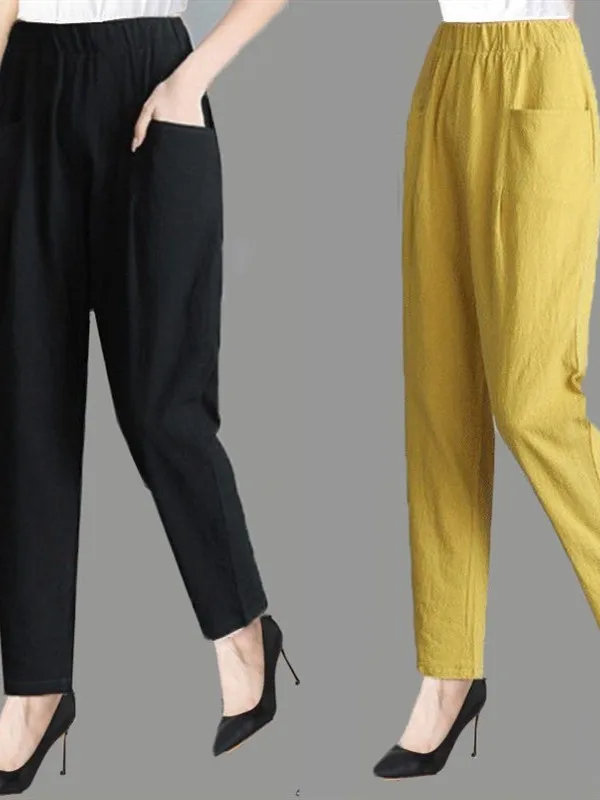 Pantaloni Harem estivi da donna in cotone sciolto Nove-Cive Vita elastica sottile Casual Artistico Versatile Allentato Sle Faionable