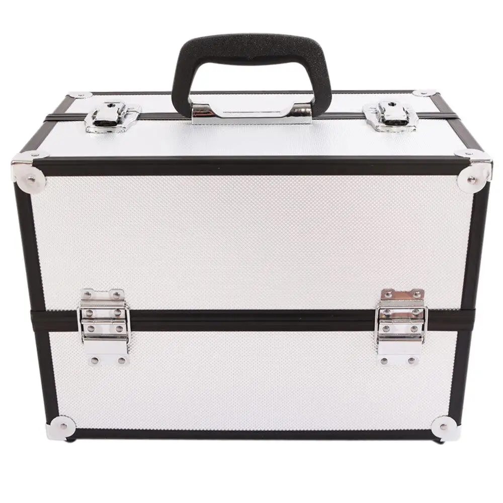 SM-2083 Silver Aluminum Makeup Train Case & Jewelry Box Organizer - Stylish Storage Solution