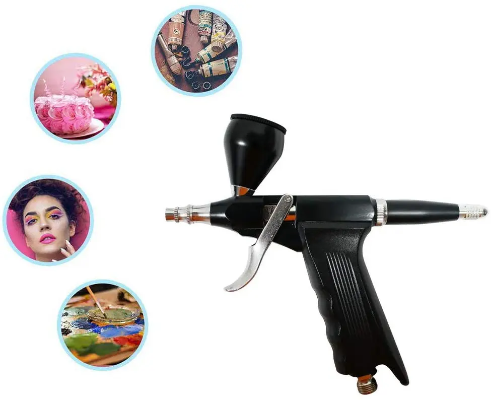 JOYSTAR 9cc/20cc/40cc Cup Pistol Trigger Control Airbrush Single Action Gravity Feed Air Paint Spray Gun for Nail Tool Tattoo