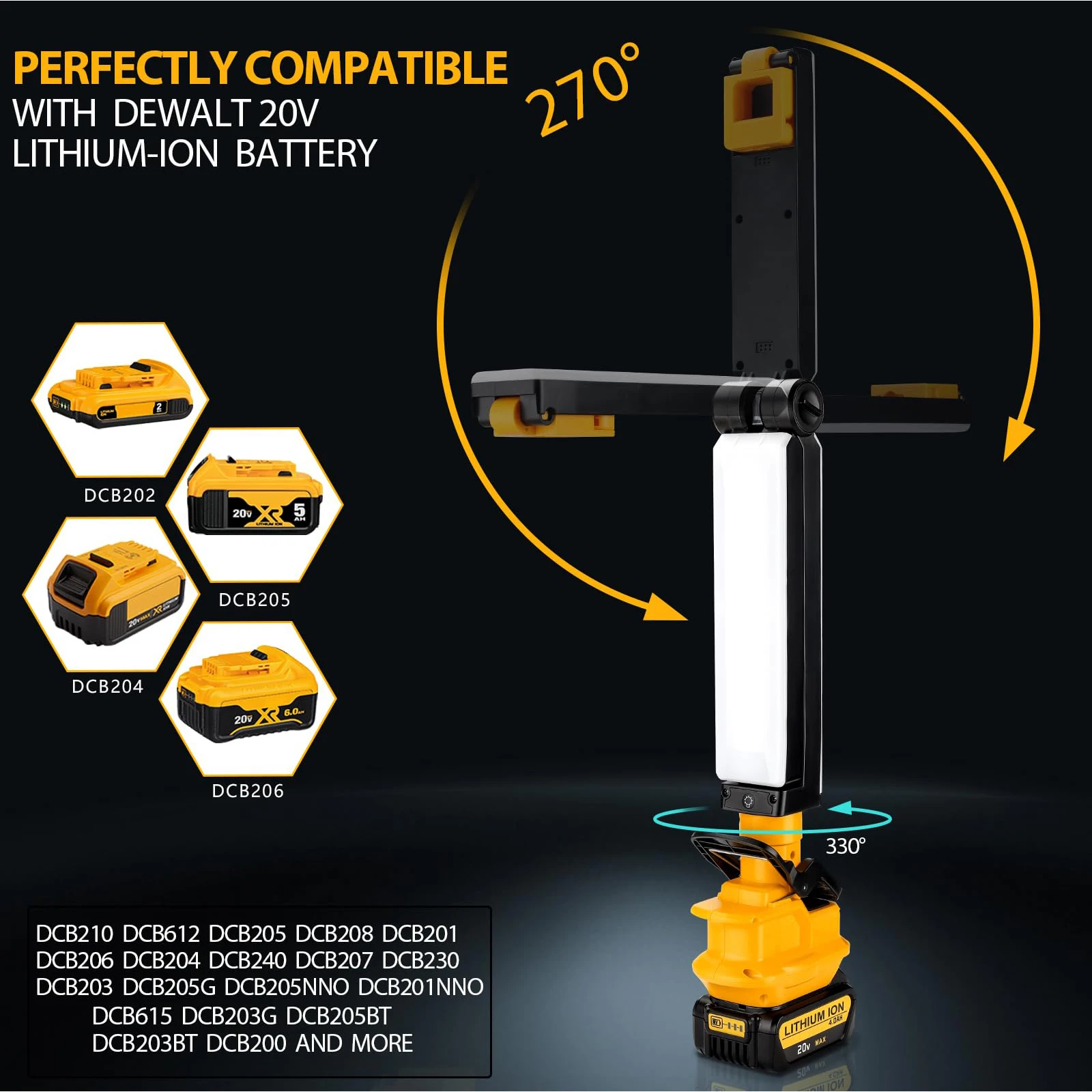 

Cordless LED Work Light Compatible with Dewalt 20V Lithium Battery 30W 2400LM Outdoor Flashlight FloodLight Camping Emergency