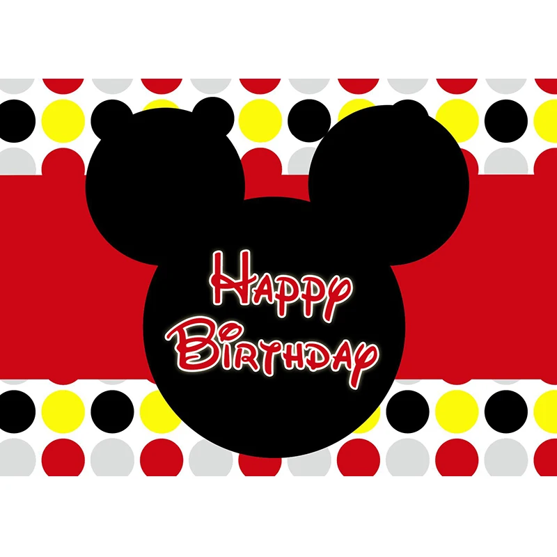 Disney Cartoon Mickey Mouse Kids Happy Birthday Backgrounds Decors Vinyl Cloth Party Backdrops Baby Shower Banner Custom