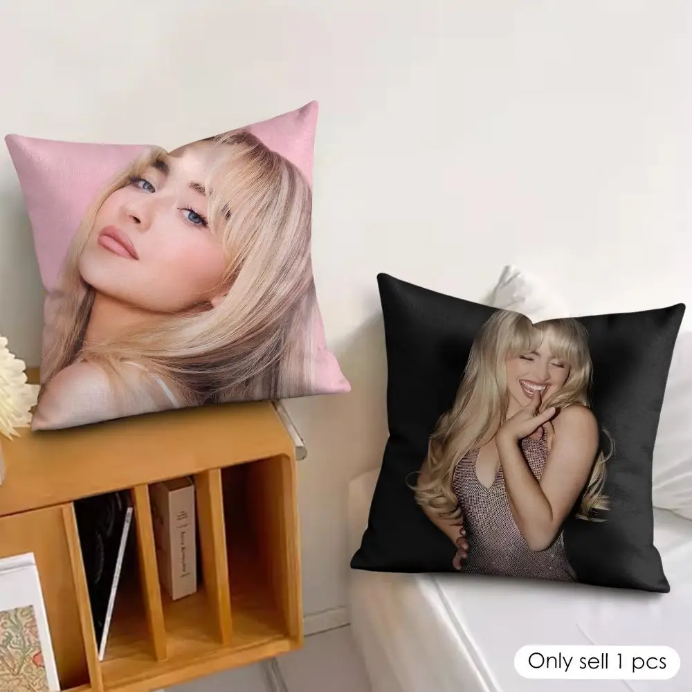 Singer S-Sabrina Carpenter Glamorous Cushion Cover Soft Plush Fabric Double-Sided Printed Pillowcase for All Seasons Home Decor