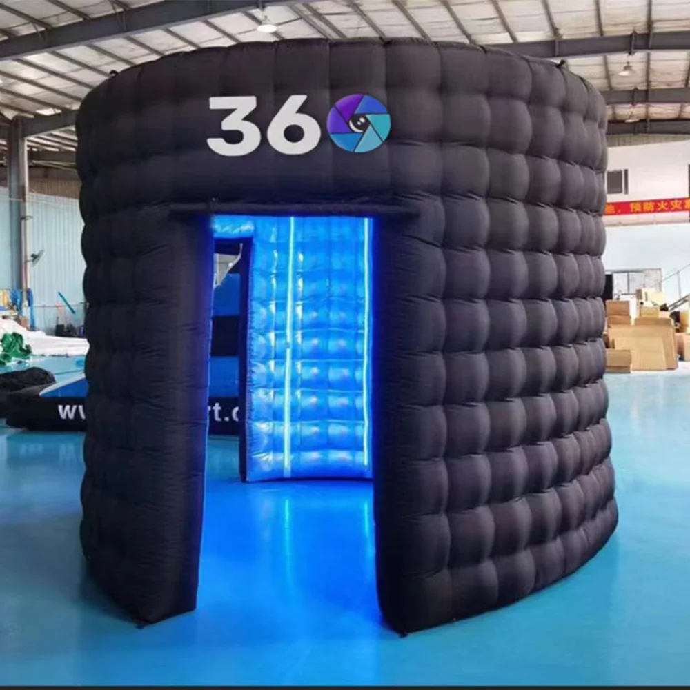 Automatic 360 Photo Booth with 4mx4m Inflatable LED Background Free Customized Logo 360 Video Camera Booth for Party Events