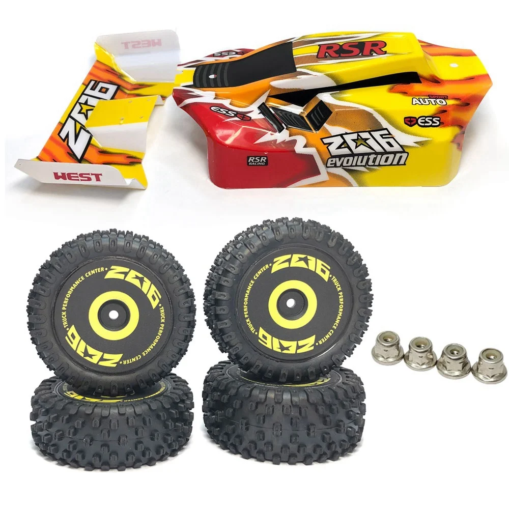 RC Car Body Shell Tail Wing and Wheel Tires Set for Wltoys 144001 144010 1/14 RC Car Upgrade Parts Spare Accessories,1