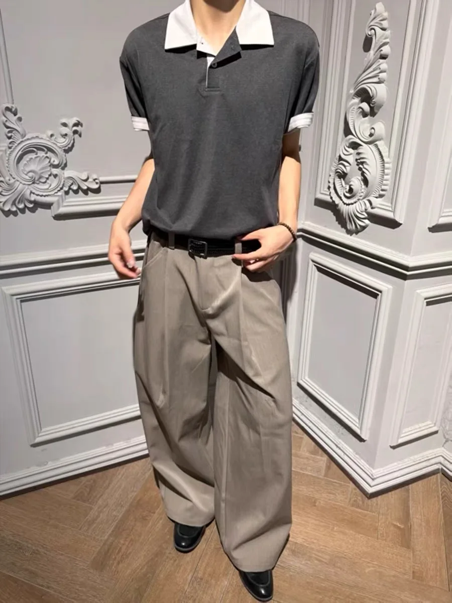 

Мужские повседневные брюки-чинос цвета хаки в стиле ретро, широкие, свободного кроя, для города, летние, молодежные, модные