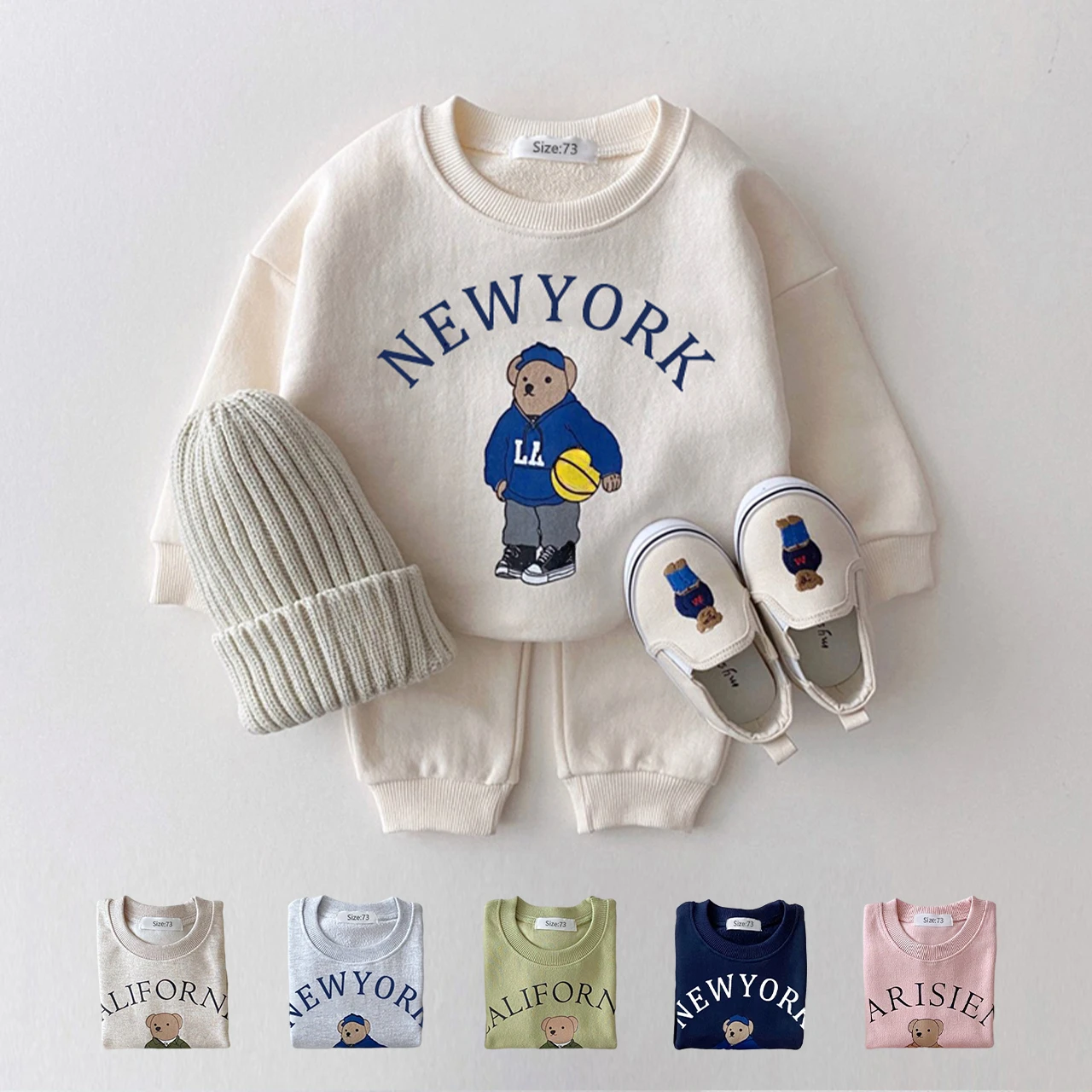 Autumn New Children Solid Color Letter Suit girl Long-sleeved Tops Pants 2pcs Baby Leisure Sports Suit Newborn Baby Boy Clothing