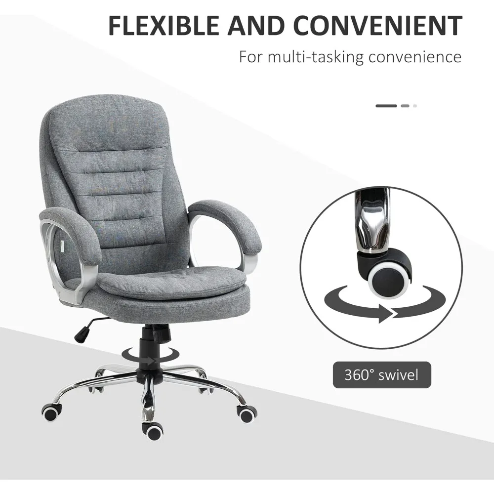 Executive Ergonomic High Back Office Chair with Adjustable Height, Padded Headrest, and Armrests