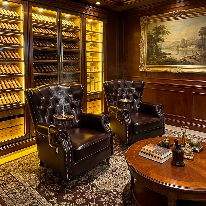 Retro Cigar Bar Sofa American Tiger Single Cigar Room Seat