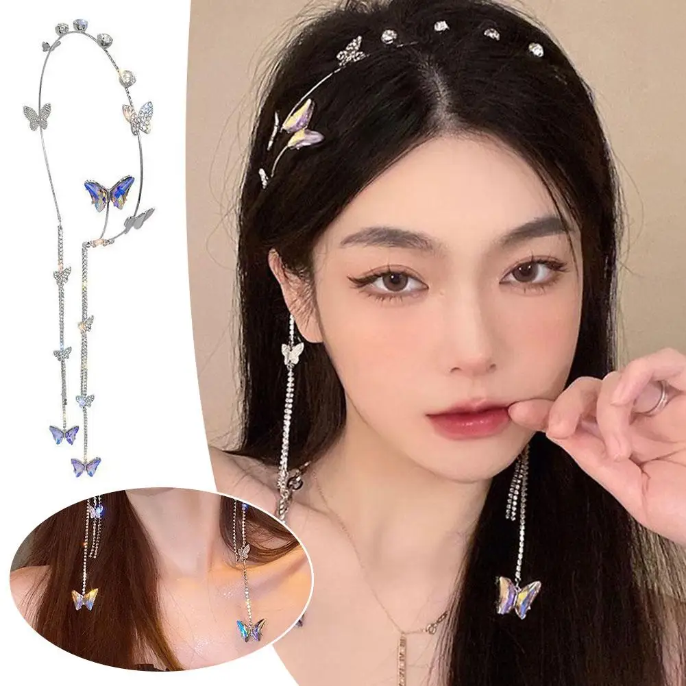 Nuovi accessori per capelli a farfalla con nappa Fascia per capelli con perle di cristallo Copricapo Fascia per capelli a farfalla Cerchietto per capelli da donna per fascia da ragazza