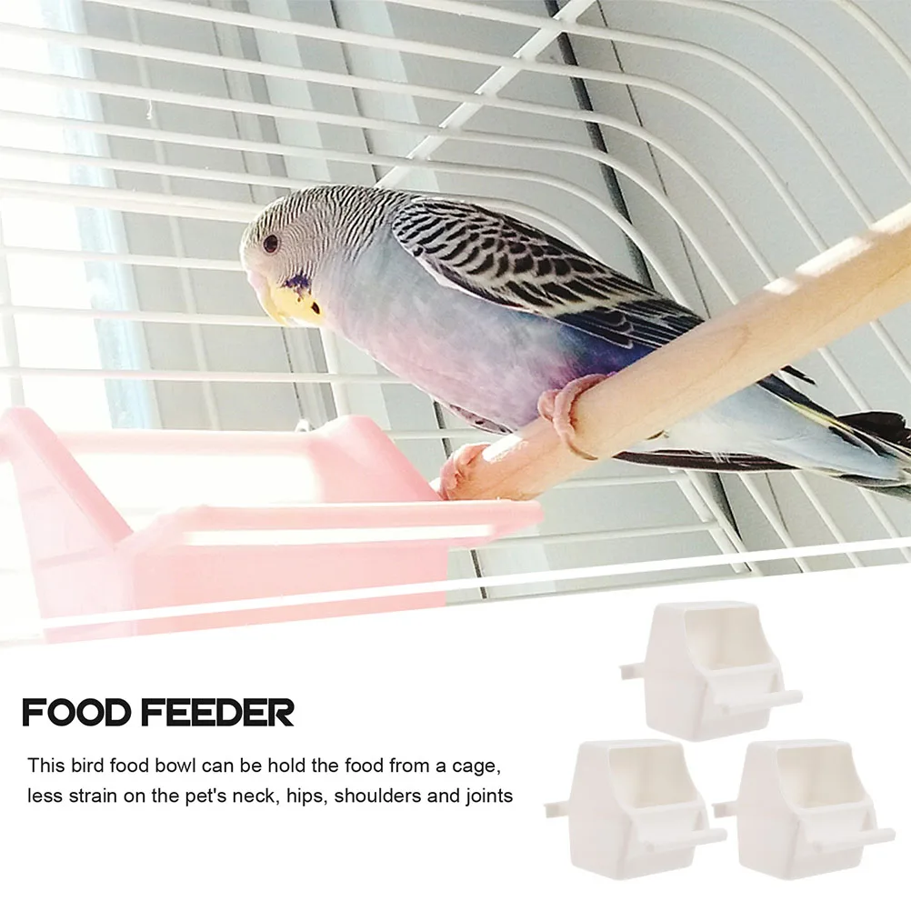 

3pcs Bird Feeder Plastic Hanging Bowls for Parrots Anti Spill Cage Accessories Green White Parakeet Food Supplies