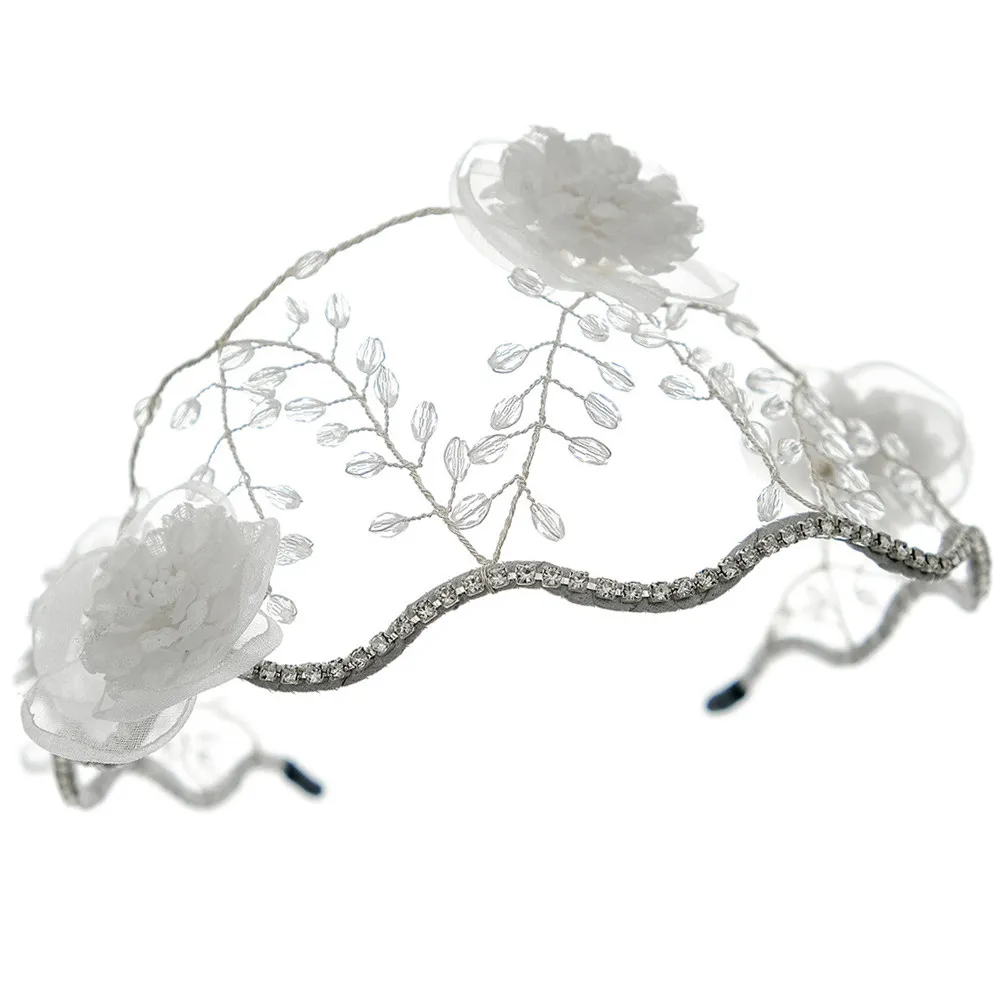 

Винтажная кружевная повязка на голову для невесты со стразами, женская повязка для волос для свадьбы, помолвки, дня рождения, садового приема, особых случаев