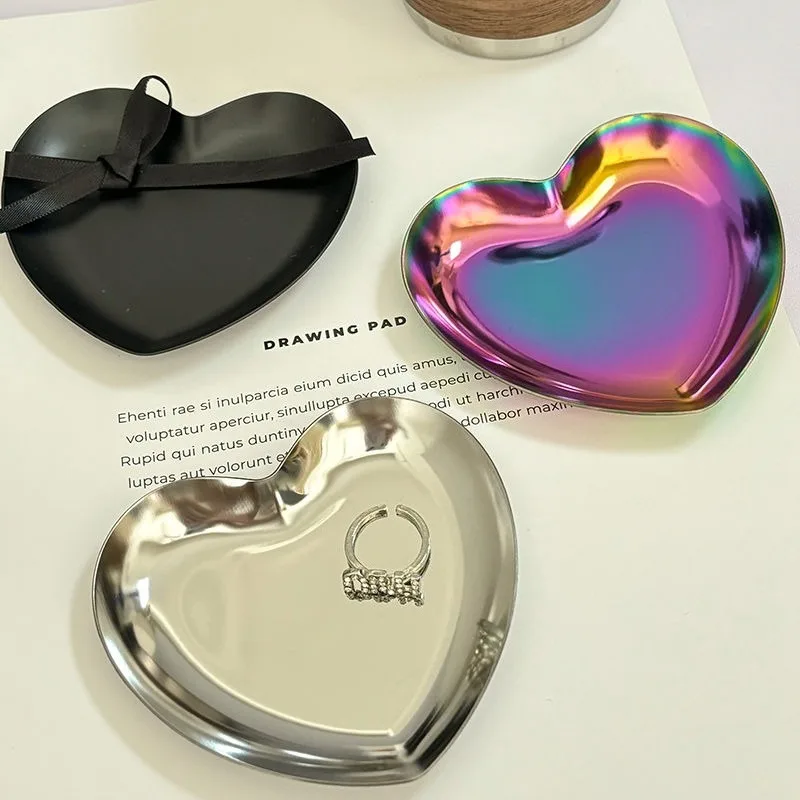 

Поднос для ювелирных изделий из нержавеющей стали, минималистичные лотки для хранения колец, ожерелья в форме сердца, серьги, браслет, дисплей, поддон, упаковка, подарок