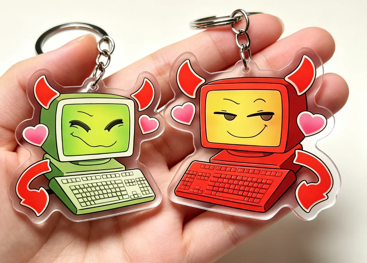 Cute Devil  Computer Acrylic Keychain, Edgar Electr!c Dreams charms, Funny Cartoon Bag Charm Pendant Gift