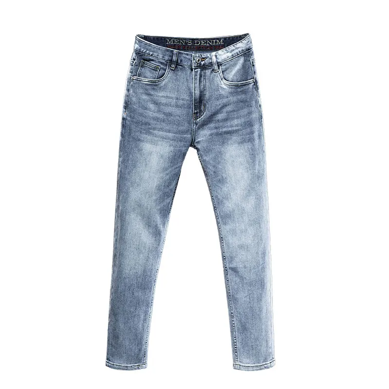 Eenvoudige Modieuze Casual Broeken 2024 Lichtblauwe Jeans, Veelzijdige Skinny Skinny Broek Voor Mannen