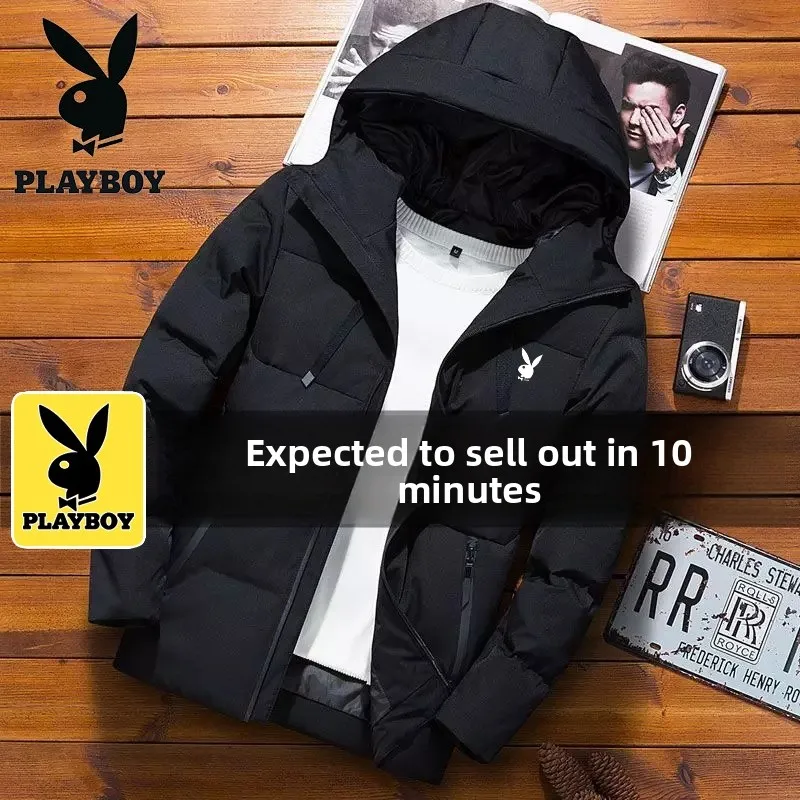 

Men's down Jacket Winter Korean Style Short Hooded Cotton Coat Youthful Casual Thickened Standard Fit Pure Color