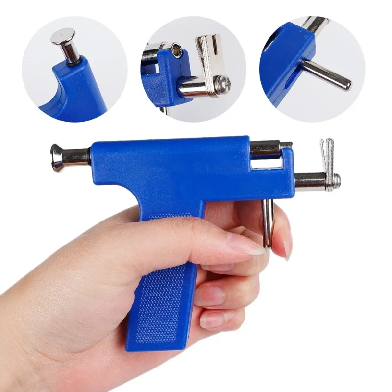 Stainless Steel Fashion Healthy Safety Ear Piercing Gun Round NO PAIN Piercer Tool Machine Kit Stud Jewelry