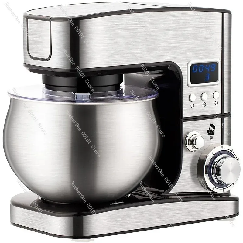 Smart Timer Stand Mixer Automatic Dough Kneader Cream Whisk Beater Household 6-Speed Stainless Steel Bowl Tilt-Head Home Baking